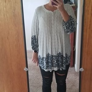 Plus size rose and olive boho top